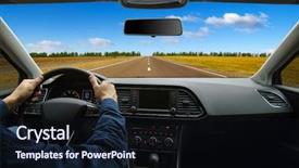  Presentation with driving road - Colorful slide deck enhanced with speedometer - man inside the car is backdrop and a wine colored foreground