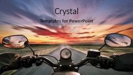  Presentation with pov - Presentation having speedometer - pov of motorbiker holding steering background and a ocean colored foreground