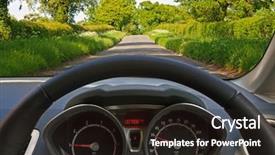  Presentation with driving road - Colorful slide set enhanced with speedometer - view from behind the steering backdrop and a wine colored foreground