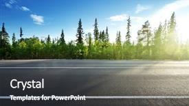  Presentation with fork road - PPT layouts with speedway - asphalt road in forest background and a dark gray colored foreground