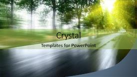  Presentation with asphalt road - PPT layouts featuring speedway - asphalt road with tree lawns background and a yellow colored foreground