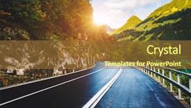  Presentation with mountain view - PPT theme featuring speedway - beautiful mountain road amazing view background and a tawny brown colored foreground