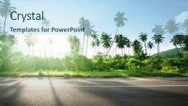  Presentation with jungle - Beautiful theme featuring speedway - empty road in jungle backdrop and a sky blue colored foreground