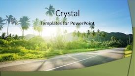  Presentation with empty road motion blur - Presentation theme consisting of speedway - empty road in jungle background and a light blue colored foreground