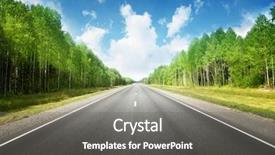  Presentation with fork road - Slide deck with speedway - road in summer forest background and a gray colored foreground