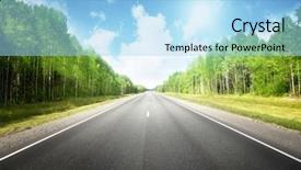  Presentation with fork road - PPT theme featuring speedway - road in summer forest background and a  colored foreground