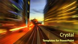  Presentation with dusk - Presentation theme having speedy - urban night traffics view background and a tawny brown colored foreground