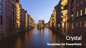  Presentation with hamburg - Presentation design featuring speicherstadt warehouse district of hamburg background and a wine colored foreground