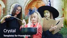  Presentation with witches - Slides with spell-book and magic background and a wine colored foreground