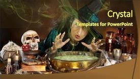  Presentation with halloween - Presentation theme having spell over her cauldron background and a tawny brown colored foreground