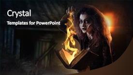  Presentation with witchcraft - Theme enhanced with spellbook dark powers of witchcraft background and a black colored foreground