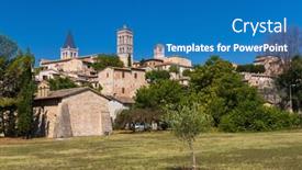  Presentation with italy - Presentation theme with spello-province-of-perugia-italy background and a teal colored foreground