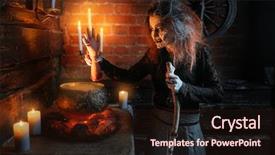  Presentation with human body parts - Slide set having spells - witch reads spell over pot background and a wine colored foreground