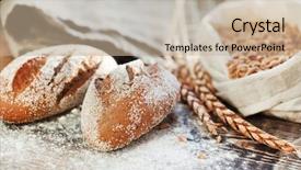  Presentation with bread - PPT theme featuring spelt - traditional bread background and a coral colored foreground