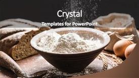  Presentation with whole grain flour - Audience pleasing presentation theme consisting of spelt flour backdrop and a dark gray colored foreground