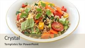  Presentation with italian cuisine - Colorful PPT theme enhanced with spelt salad insalata di farro backdrop and a yellow colored foreground