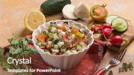  Presentation with salad - Presentation design consisting of spelt salad with mixed vegetables background and a  colored foreground