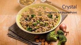  Presentation with almond - Amazing slides having spelt with green olives almond backdrop and a yellow colored foreground