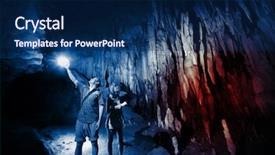  Presentation with cave - Amazing slides having spelunking - young couple exploring huge cave backdrop and a  colored foreground