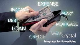  Presentation with hand cute dolls and toy - Cool new theme with wages spending - businessman's hand takes out dollar backdrop and a ocean colored foreground