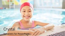  Presentation with swimming pool - Beautiful PPT theme featuring spending leisure in modern swimming backdrop and a  colored foreground