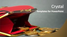  Presentation with red grey - Amazing presentation theme having spending money - female red wallet with coins backdrop and a gray colored foreground