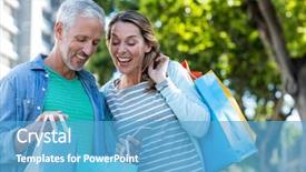  Presentation with couple - PPT theme consisting of spending money - happy mature couple using mobile background and a teal colored foreground