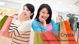  Presentation with together - Amazing PPT layouts having spending money - two girls go shopping together backdrop and a coral colored foreground