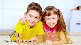  Presentation with kids reading book - Colorful presentation enhanced with spending time at home reading backdrop and a gold colored foreground