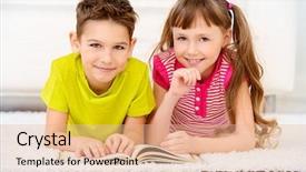  Presentation with kids reading book - Audience pleasing slide set consisting of spending time at home reading backdrop and a  colored foreground