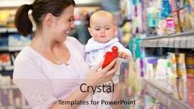  Presentation with mother baby clipart - Audience pleasing PPT theme consisting of spending time in shopping backdrop and a coral colored foreground