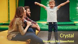  Presentation with family - Cool new presentation with spending time on a trampoline backdrop and a tawny brown colored foreground