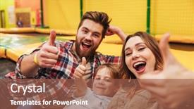  Presentation with family time fishing - Beautiful presentation design featuring spending time on a trampoline backdrop and a tawny brown colored foreground