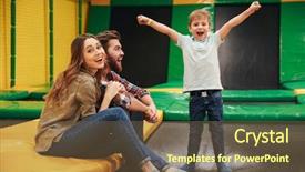  Presentation with entertainment - Colorful presentation enhanced with spending time on a trampoline backdrop and a tawny brown colored foreground