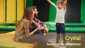  Presentation with family time fishing - Colorful presentation enhanced with spending time on a trampoline backdrop and a tawny brown colored foreground