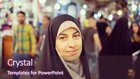  Presentation with woman muslim - Presentation design enhanced with spending time on traditional iranian background and a tawny brown colored foreground