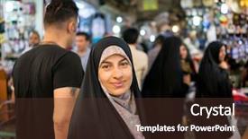  Presentation with woman muslim - Presentation design having spending time on traditional iranian background and a tawny brown colored foreground
