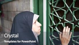  Presentation with woman muslim - Slides featuring spending time on traditional iranian background and a tawny brown colored foreground