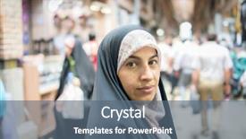  Presentation with woman muslim - Presentation theme featuring spending time on traditional iranian background and a ocean colored foreground