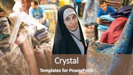  Presentation with woman muslim - Presentation design having spending time on traditional iranian background and a coral colored foreground