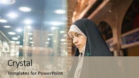  Presentation with woman muslim - Amazing presentation having spending time on traditional iranian backdrop and a mint green colored foreground