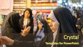  Presentation with woman muslim - Audience pleasing presentation consisting of spending time on traditional iranian backdrop and a tawny brown colored foreground