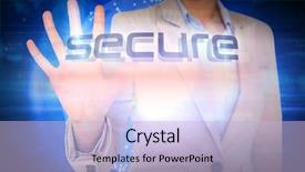  Presentation with futuristic - PPT theme featuring sphere 3d words - businesswoman presenting the word secure background and a  colored foreground