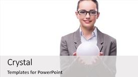  Presentation with magic crystal ball - Audience pleasing PPT theme consisting of sphere financial - woman holding crystall ball isolated backdrop and a white colored foreground