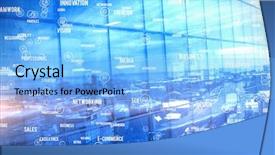  Presentation with reflecting - Colorful slide deck enhanced with sphere of icons and words backdrop and a light blue colored foreground