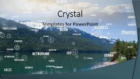  Presentation with words - Slide set with sphere of icons and words background and a light blue colored foreground