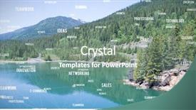  Presentation with blue mountain - Beautiful slide set featuring sphere of words against blue backdrop and a gray colored foreground