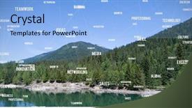  Presentation with river forest village school - Presentation theme consisting of sphere of words against forest background and a light blue colored foreground