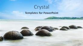  Presentation with new zealand - PPT theme having spheric-moeraki-boulders background and a light blue colored foreground