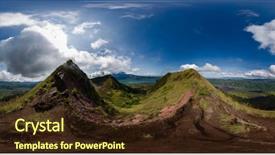  Presentation with 360 degree cameras - Colorful presentation design enhanced with volcanic ash cloud - spherical 360 degrees panorama backdrop and a wine colored foreground